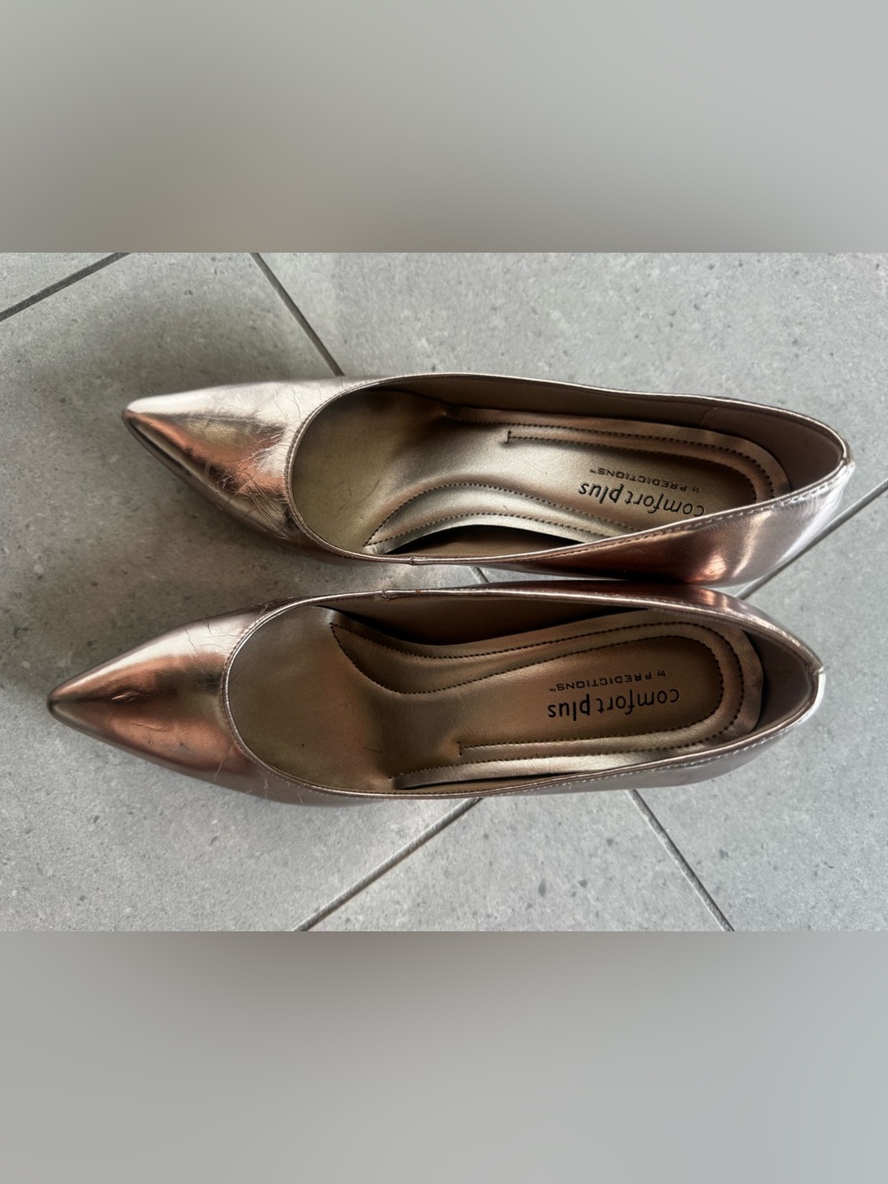 Comfort Plus by Predictions Women's Metallic Pointed-Toe Pumps - Rose Gold Size8
